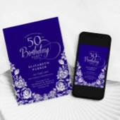 50. Geburtstag Lila Silberne Rose Einladung