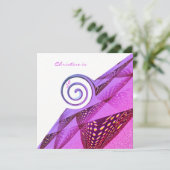 50. Geburtstag Lila Swirl-Design Einladung (Stehend Vorderseite)