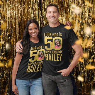 50. Geburtstag Look 50 Foto und Name des benutzerd T-Shirt