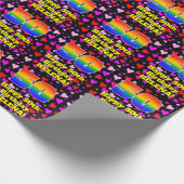 50. Geburtstag: Loving Hearts Pattern, Regenbogen  Geschenkpapier (Ecke)