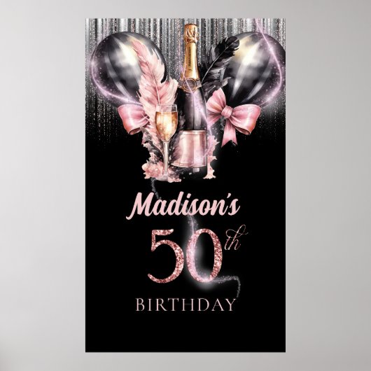50. Geburtstag Luxuriöse Rose Party signieren Poster (Vorne)