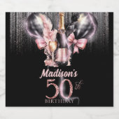 50. Geburtstag Luxuriöse Rose Wein Schaumweinetikett (Einzelnes Label)