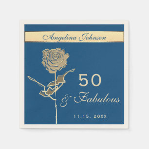 50. Geburtstag Luxus Gold und Klassisches Blau Serviette