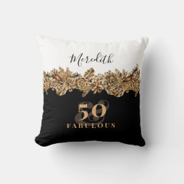 50. Geburtstag Luxus Golden Blume Elegante Klasse Kissen
