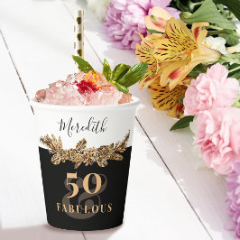 50. Geburtstag Luxus Golden Blume Elegante Klasse Pappbecher