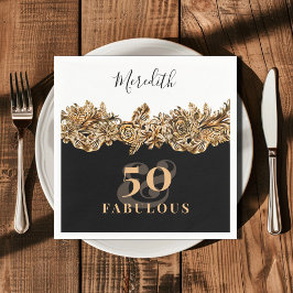 50. Geburtstag Luxus Golden Blume Elegante Klasse Serviette