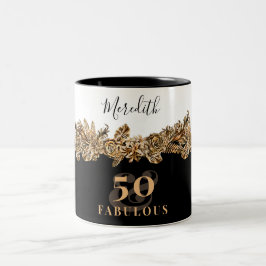 50. Geburtstag Luxus Golden Blume Elegante Klasse Zweifarbige Tasse