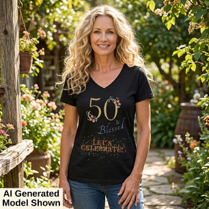 50. Geburtstag Mädchen Gesegnet Boho Herbst T-Shirt