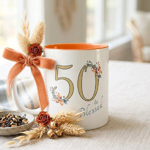 50. Geburtstag Mädchen Gesegnet Boho Herbst Zweifarbige Tasse