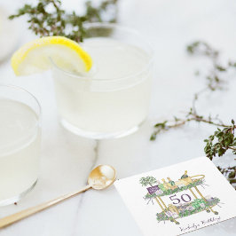 50. Geburtstag Mahjong Bar Cart Custom Rechteckiger Pappuntersetzer