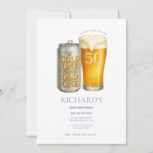 50. Geburtstag Mann, Kalter für den Alten Einladung (Vorderseite)