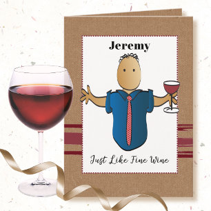 50. Geburtstag Männliche Cartoon Elegante Rotwein Karte