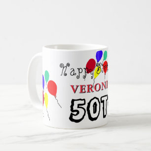 50. Geburtstag Meilenstein-Ballons Rot Blau Jedes Kaffeetasse