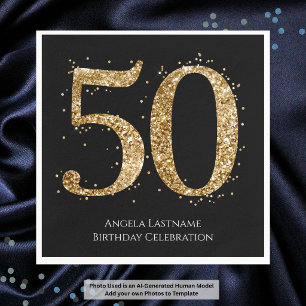 50. Geburtstag Meilenstein Elegant Gold Glitter Serviette