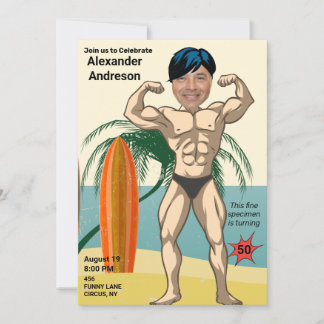 50. Geburtstag 💪 🤣 Mens Funny Bodybuilder Muscle Einladung