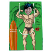 50. Geburtstag 💪 🤣 Mens Funny Bodybuilder Muscle Mittlere Geschenktüte (Rückseite)