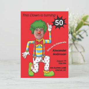 50. Geburtstag Mens Funny Clown Epic Neu Phantasti Einladung