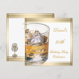 50. Geburtstag Mens Sepia Gold Cold Drinks Mann Einladung