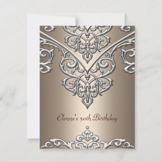 50. Geburtstag Metal Silver on Coffee Overlay Einladung