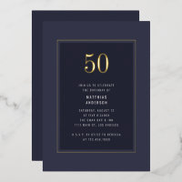 50. Geburtstag Minimal Eleganter dunkler Goldrahme