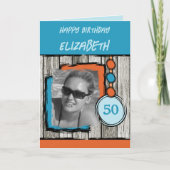 50. Geburtstag mit blauer Orange hinzufügen Karte (Vorderseite)