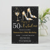 50. Geburtstag mit fabelhaften High Heels Einladung (Stehend Vorderseite)
