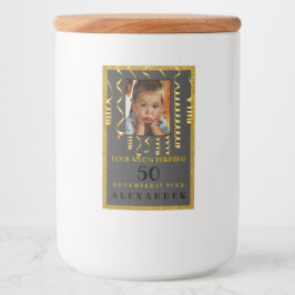 50. Geburtstag mit Foto Gold Glitzer Look Lebensmitteletikett