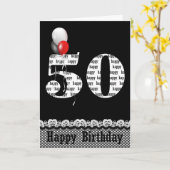 50. Geburtstag mit Gingham Border Karte (Gelbe Blume)