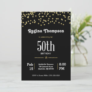 50. Geburtstag mit Glittering Gold in Einladung