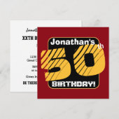 50. Geburtstag mit Individuelle Name gestreifte Nu Einladung (Vorne/Hinten)