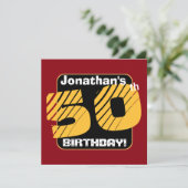 50. Geburtstag mit Individuelle Name gestreifte Nu Einladung (Stehend Vorderseite)