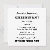 50. Geburtstag mit Individuelle Name gestreifte Nu Einladung (Rückseite)