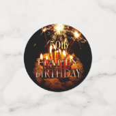 50. Geburtstag mit Kuchen und Glitzern, Konfetti (Klein Vorderseite)