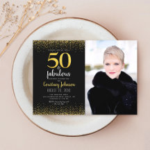 50. Geburtstag mit schwarzem Gold-Glitter-Foto