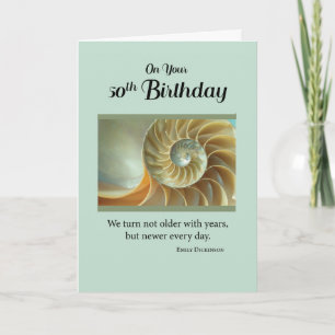 50. Geburtstag mit Spiral Seashell auf Green Card Karte