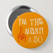 50. Geburtstag Mittelfinger-Gruß Button (Vorne & Hinten)
