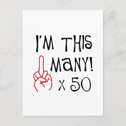 50. Geburtstag Mittelfinger Salute Postkarte (Vorderseite)