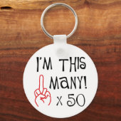 50. Geburtstag Mittelfinger Salute Schlüsselanhänger (Vorderseite)