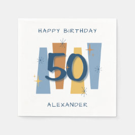 50. Geburtstag Mitten Jahrhundert Modernes Retro B Serviette