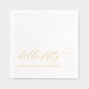 50. Geburtstag Modern Elegant Gold Hallo Fünfzig Servietten Mit Folie