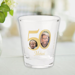 50. Geburtstag modern lustig goldene Schrift Name  Schnapsglas