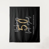 50. Geburtstag modern schwarz und gold stilvoll Wandteppich (Vorderseite)