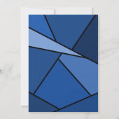 50. Geburtstag Moderne Blaue geometrische Formen Einladung (Rückseite)