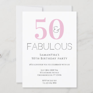 50. Geburtstag Moderne rosa Party Einladung