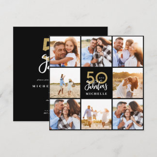 50. Geburtstag moderne Schwarz-Gold-Foto-Collage