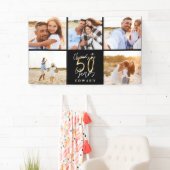 50. Geburtstag moderne Schwarz-Gold-Foto-Collage Banner (Insitu)