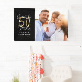 50. Geburtstag moderne Schwarz-Gold-Foto-Collage Banner (Insitu)