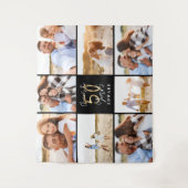 50. Geburtstag moderne Schwarz-Gold-Foto-Collage Wandteppich (Vorderseite)