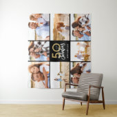 50. Geburtstag moderne Schwarz-Gold-Foto-Collage Wandteppich (Beispiel)