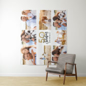 50. Geburtstag moderne Schwarz-Gold-Foto-Collage Wandteppich (Beispiel)